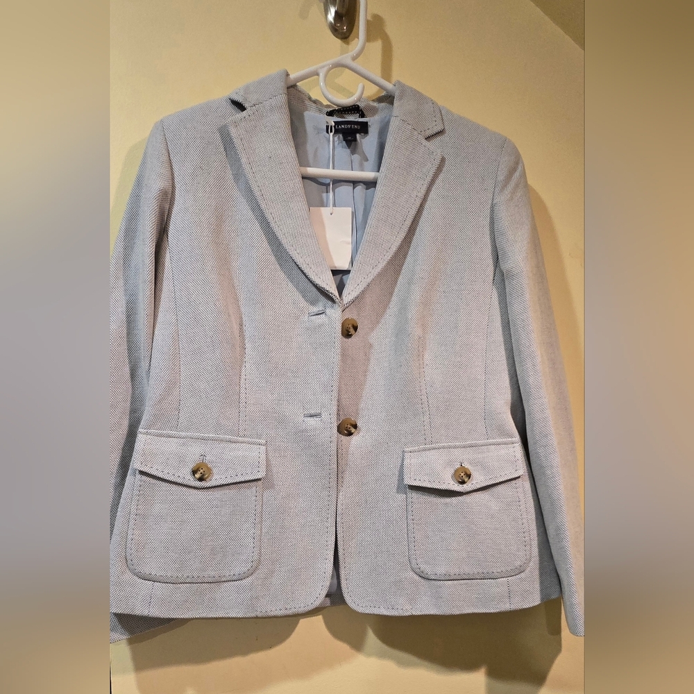 Lands' End Women's Textured Two Button Blazer Jacket, Size 10P